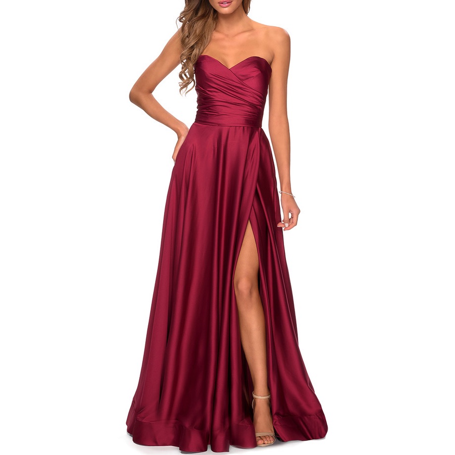 La Femme Strapless Satin Gown Size 00 Nwot $368